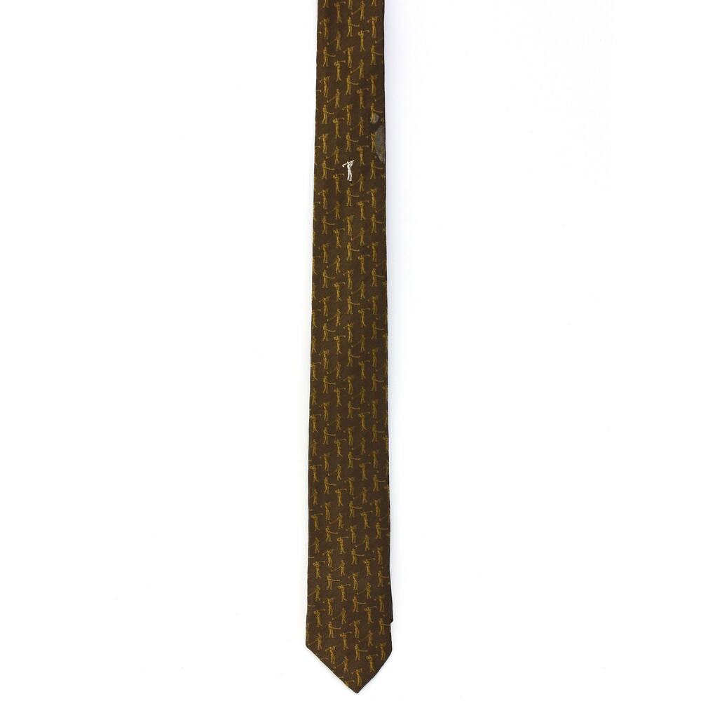 Vintage 60s Superba Brown Golf Novelty Skinny Tie Polyester